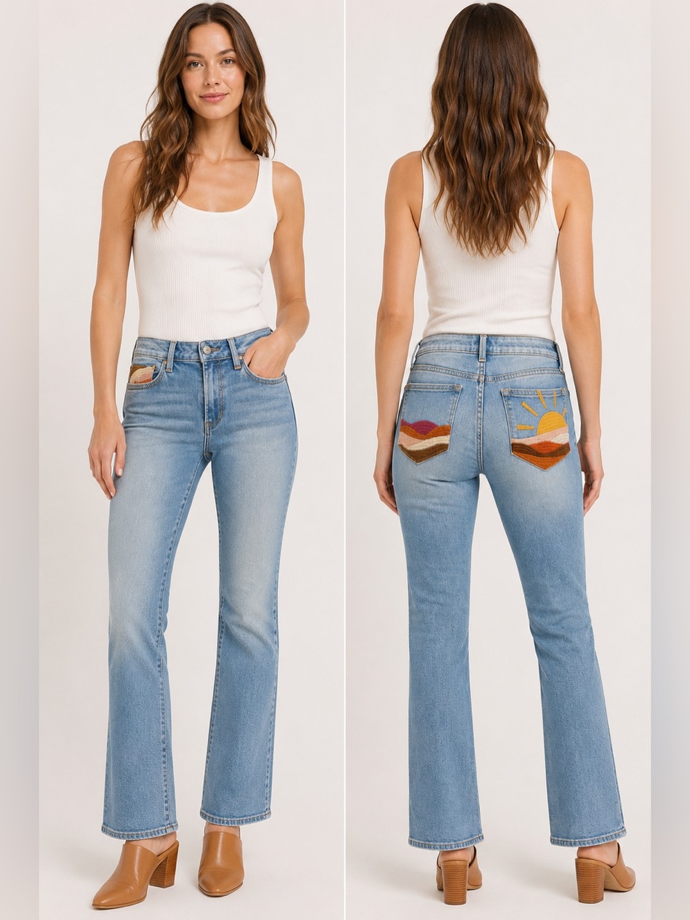 NWT Driftwood Embroidered Denim Kelly Bootcut Jean - Arizona Sunrise - 26